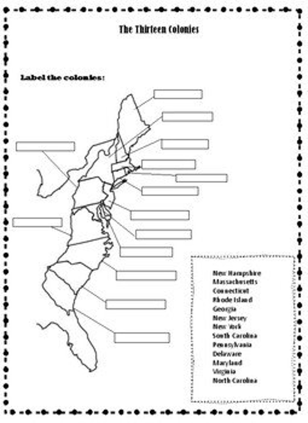 13 Colonies Map And Matching Instant Download Etsy