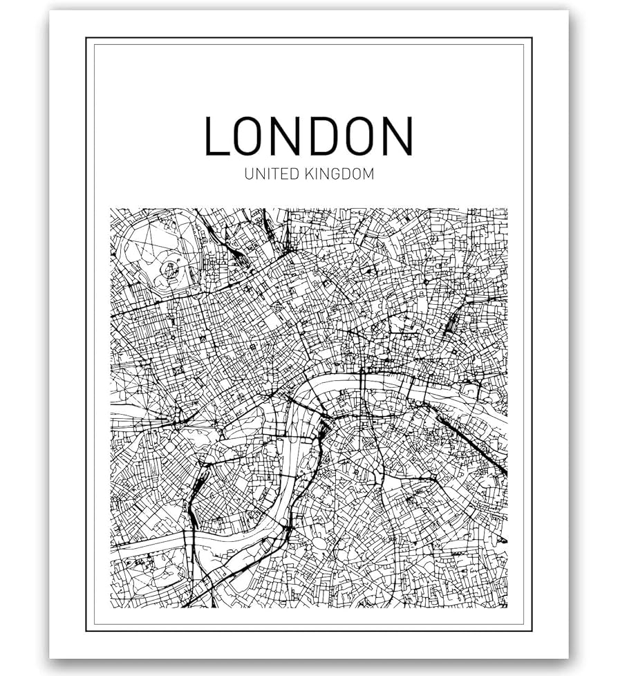 Amazon London Map Print Map Art City Map Print Map Wall Art London City Minimalist Map Art London Wall Art City Wall Art Print City Map Of London UK Art Print 8x10