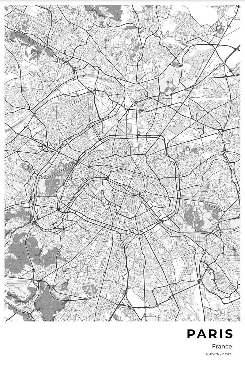 Free Paris Street Map Poster Craft Oak