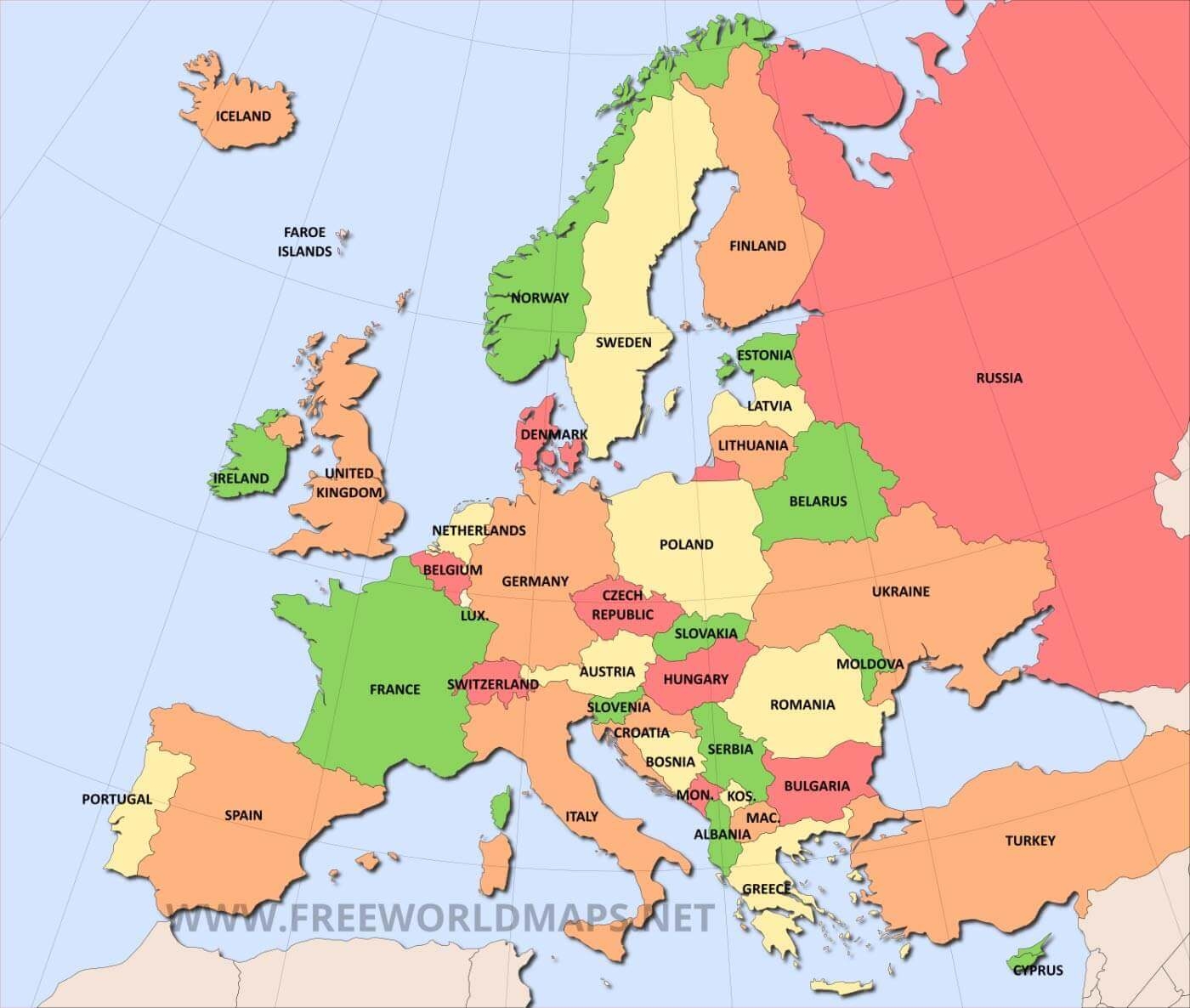 Printable Blank Map Of Europe