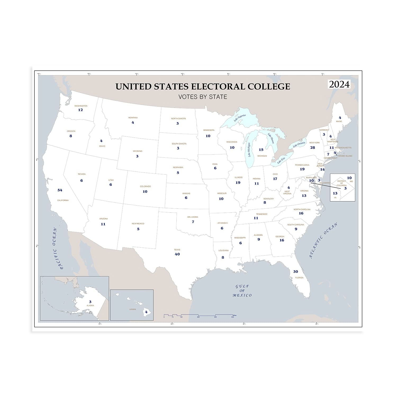 HISTORIX 2024 Updated United States Electoral College Votes By State Map Poster 24 X 30 Inch Presidential Election Electoral College Poster US President Electoral Map Poster Amazon de Stationery Office Supplies