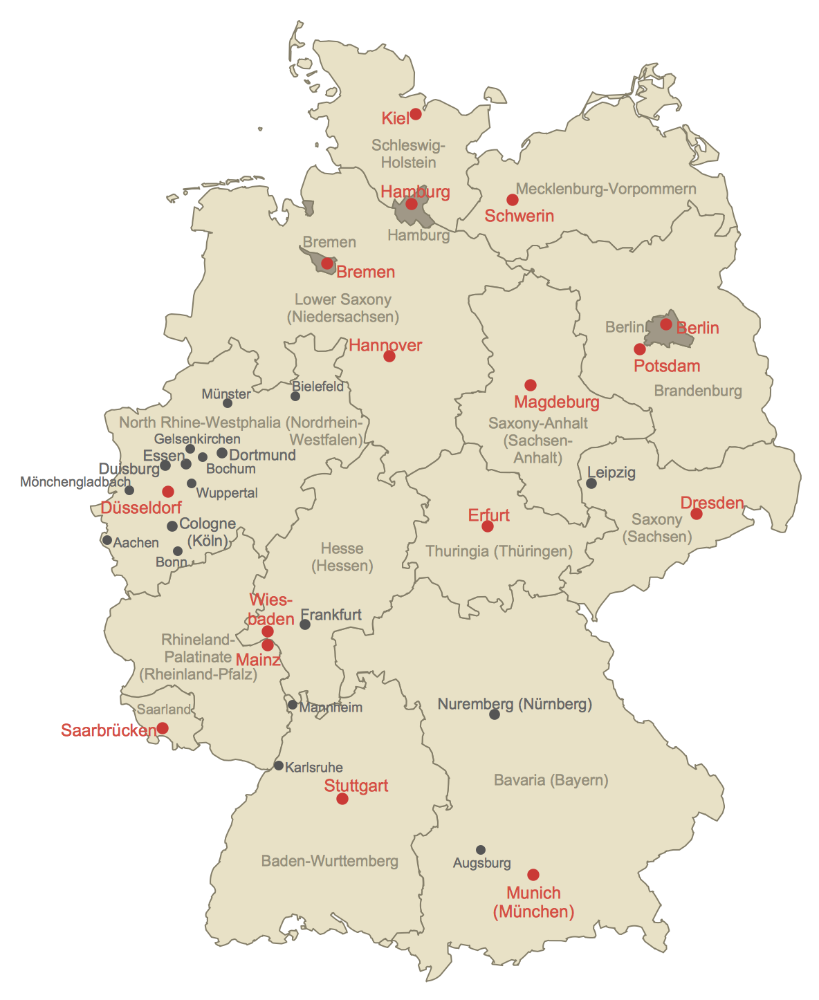 How To Create A Map Of Germany Using ConceptDraw PRO Map Of Germany ConceptDraw Solution Park Printable Maps Of Germany
