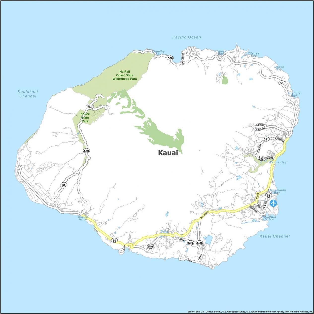 Printable Map Of Kauai