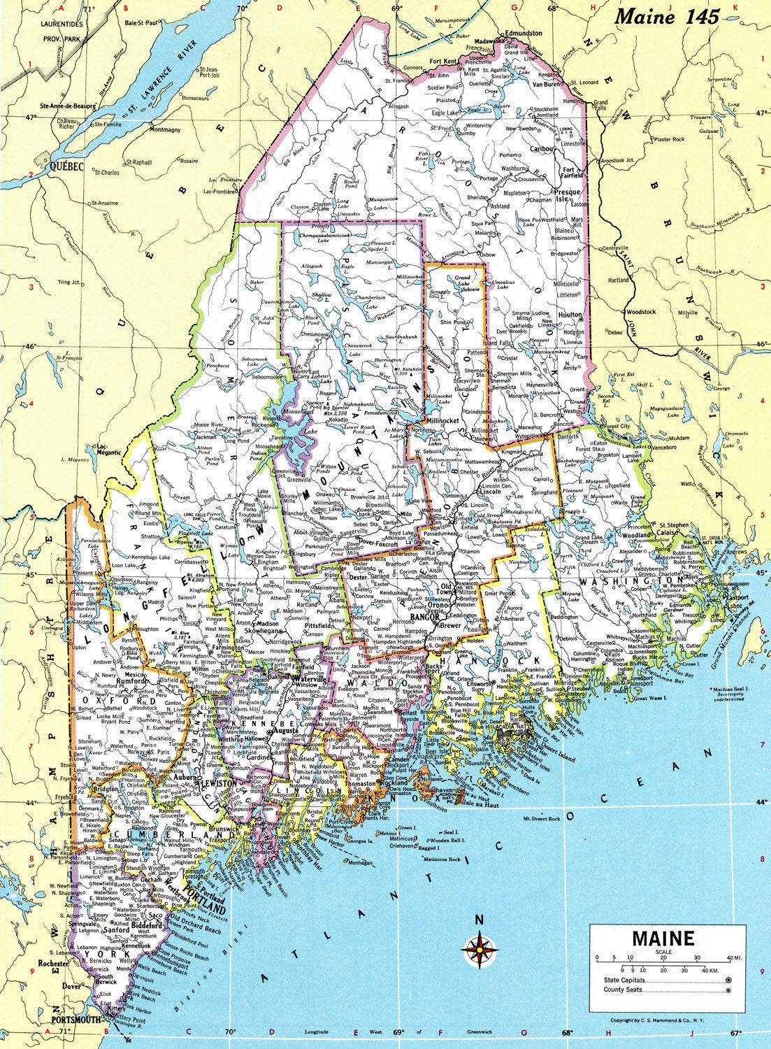 Maine Map Instant Download Printable Map Digital Download Wall Art Antique Map Worksheets Library