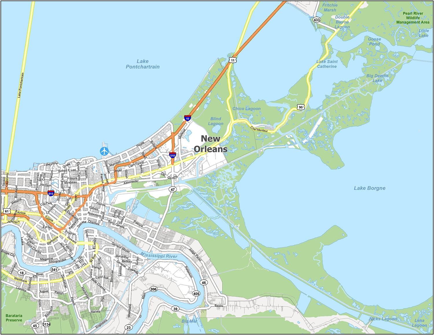 Map Of New Orleans Louisiana GIS Geography