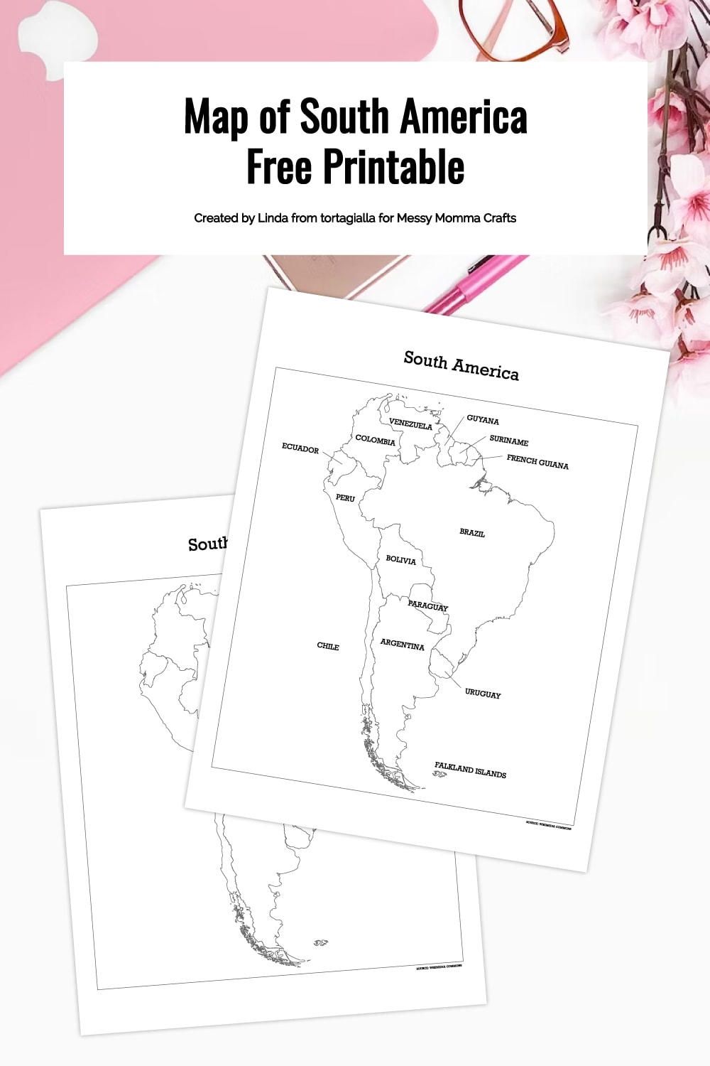 Map Of South America Free Printable Messy Momma Crafts