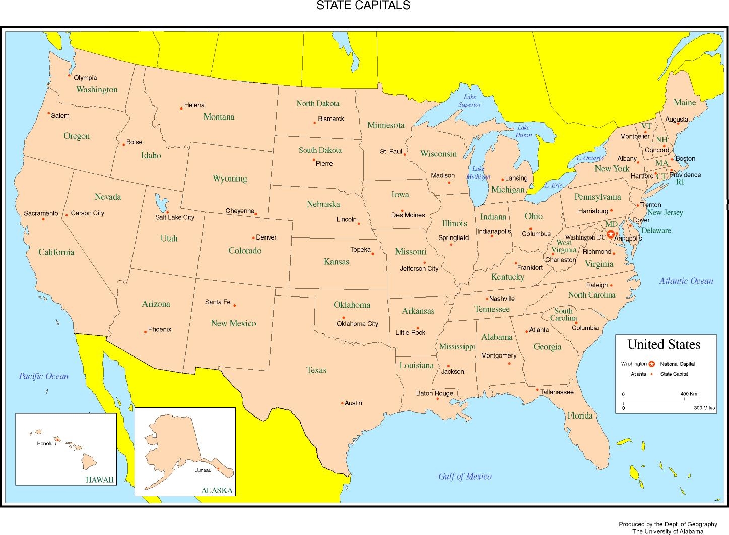 Labeled United States Map Printable