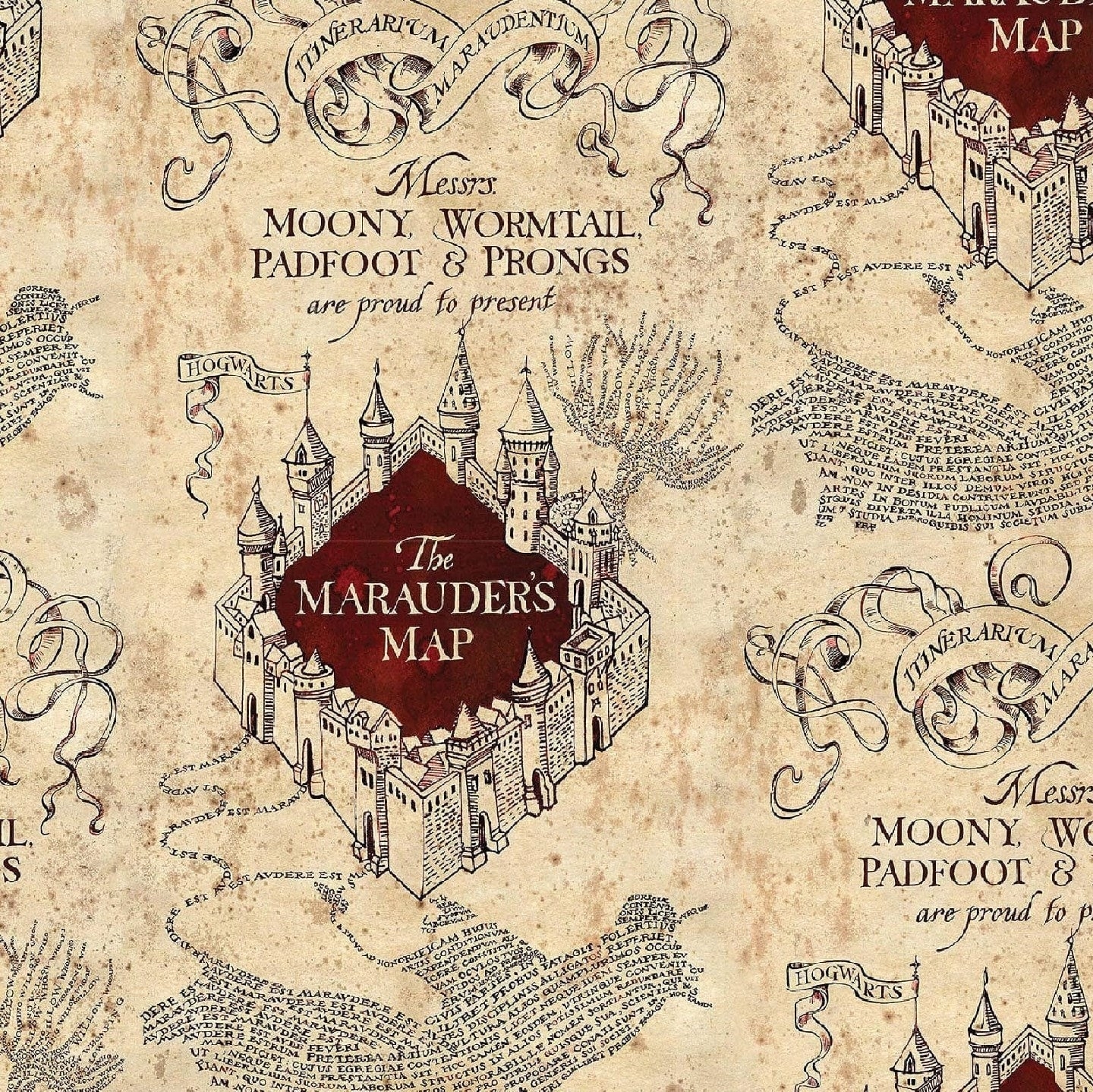 Marauders Map Stoff Harry Potter Stoffdruck 100 Baumwolle 30 5 Cm X 110 Cm Etsy de