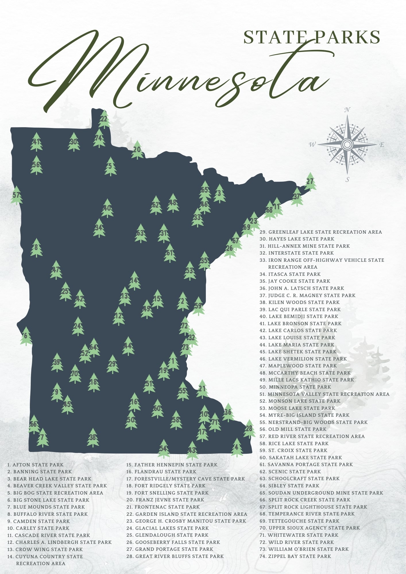 Printable State Map Of Minnesota