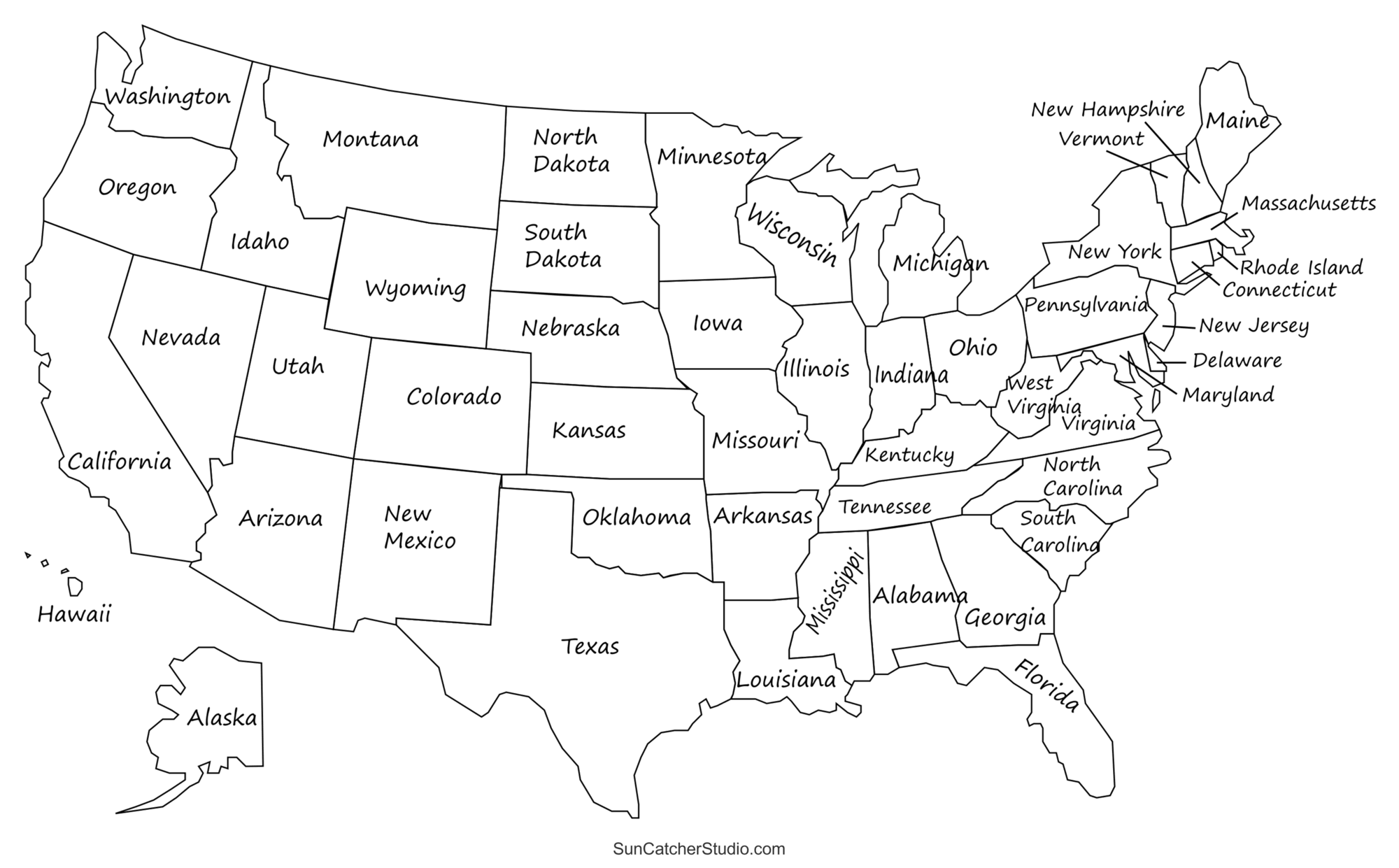 Printable US Maps With States USA United States America Free Printables Monograms Design Tools Patterns DIY Projects