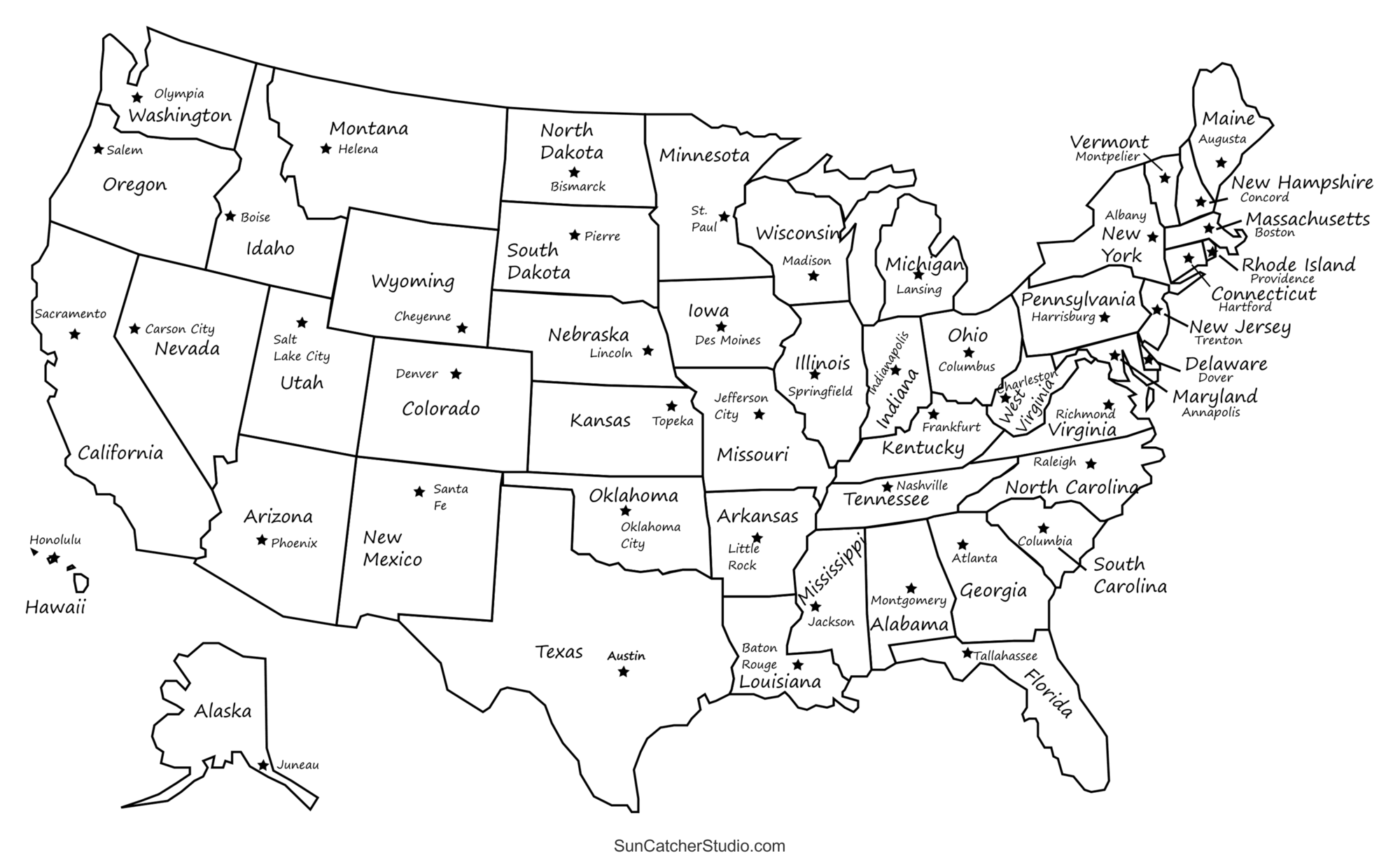 Printable US Maps With States USA United States America Free Printables Monograms Design Tools Patterns DIY Projects