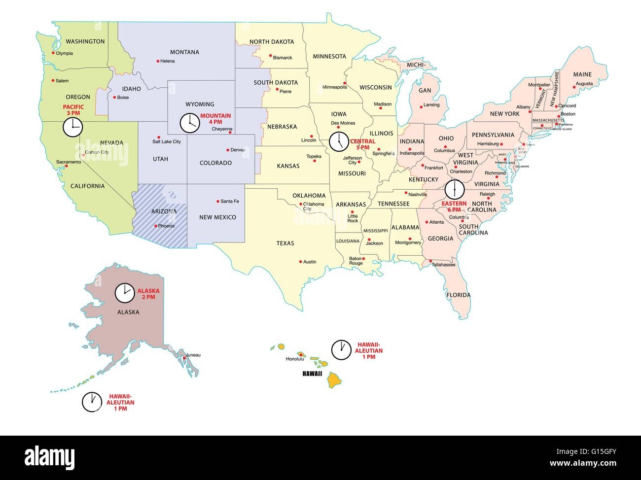 Time Zone Map United States Hi res Stock Photography And Images Alamy