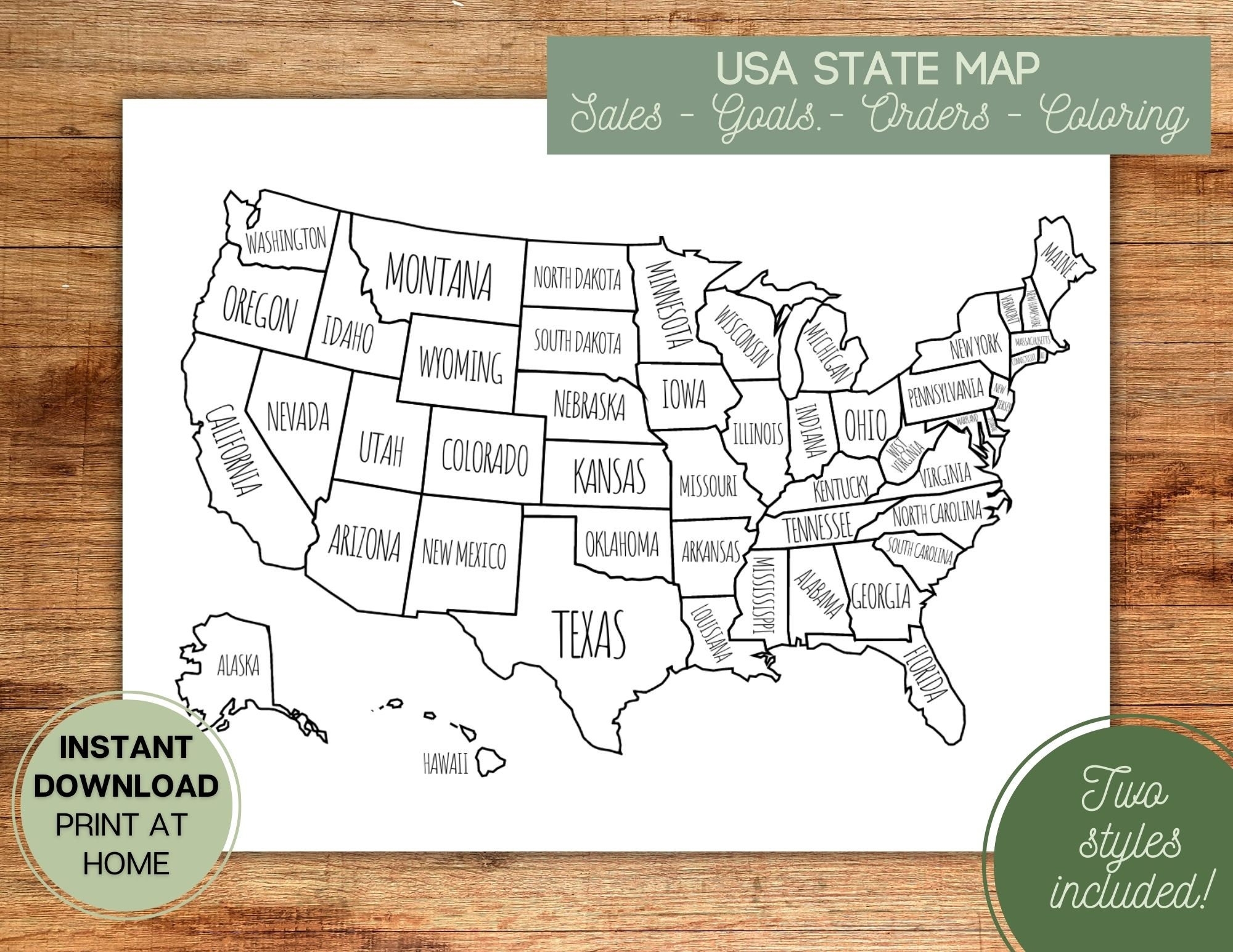 United States Map L Color L Coloring L Printable USA US Sales Map L Goal Tracker L Etsy Order Map L Instant Digital Download SVG Jpg Png Pdf Etsy