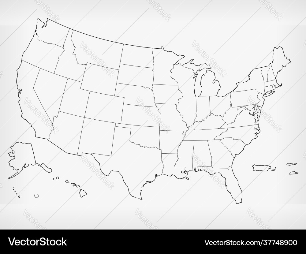 USA Blank Map Outline Lizenzfreies Vektorbild