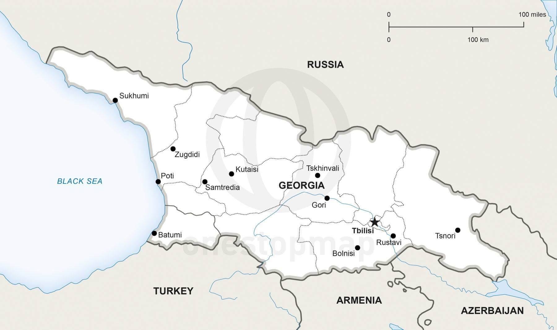 Vector Map Of Georgia country Political One Stop Map