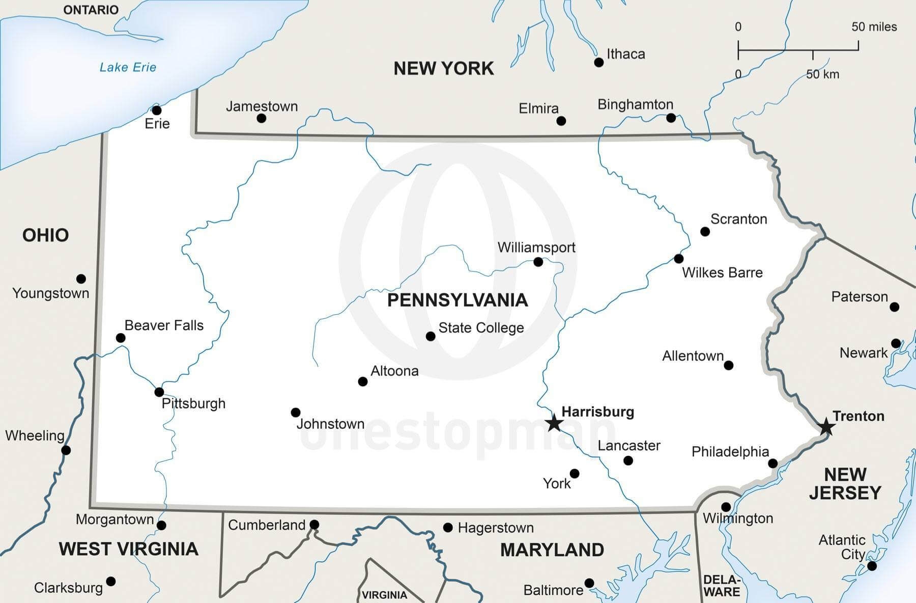 Map Of Pennsylvania Printable