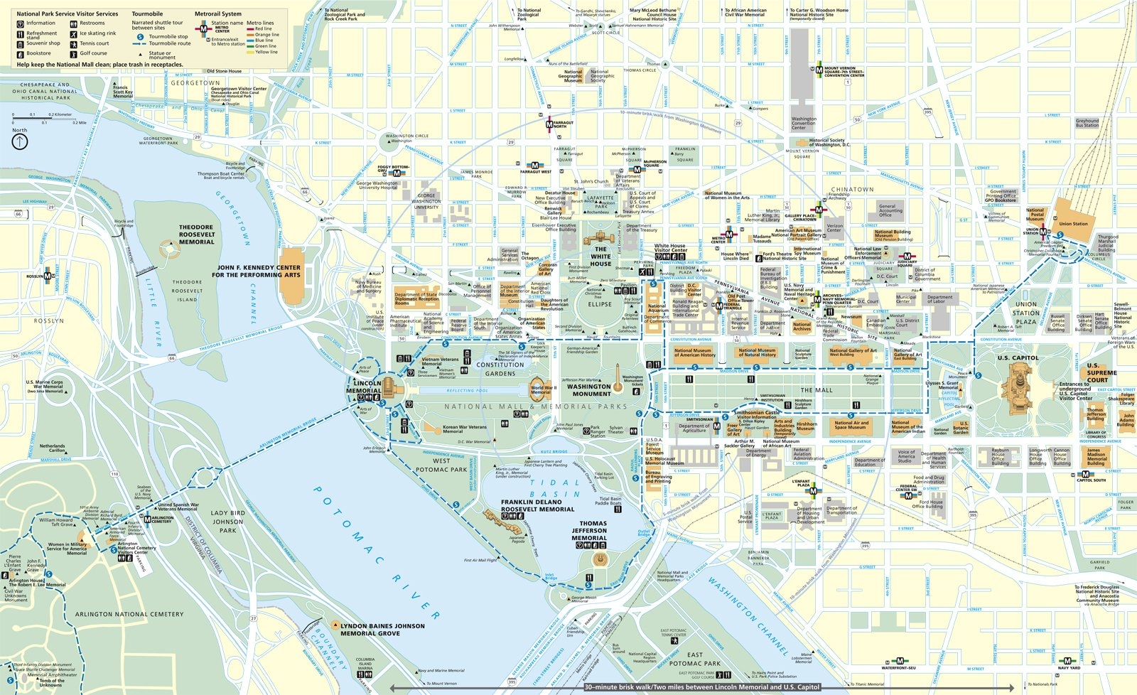 Wall Map Of Washington DC Capitol Museums And National Mall 21 X 34 Inch Image Amazon ca Home