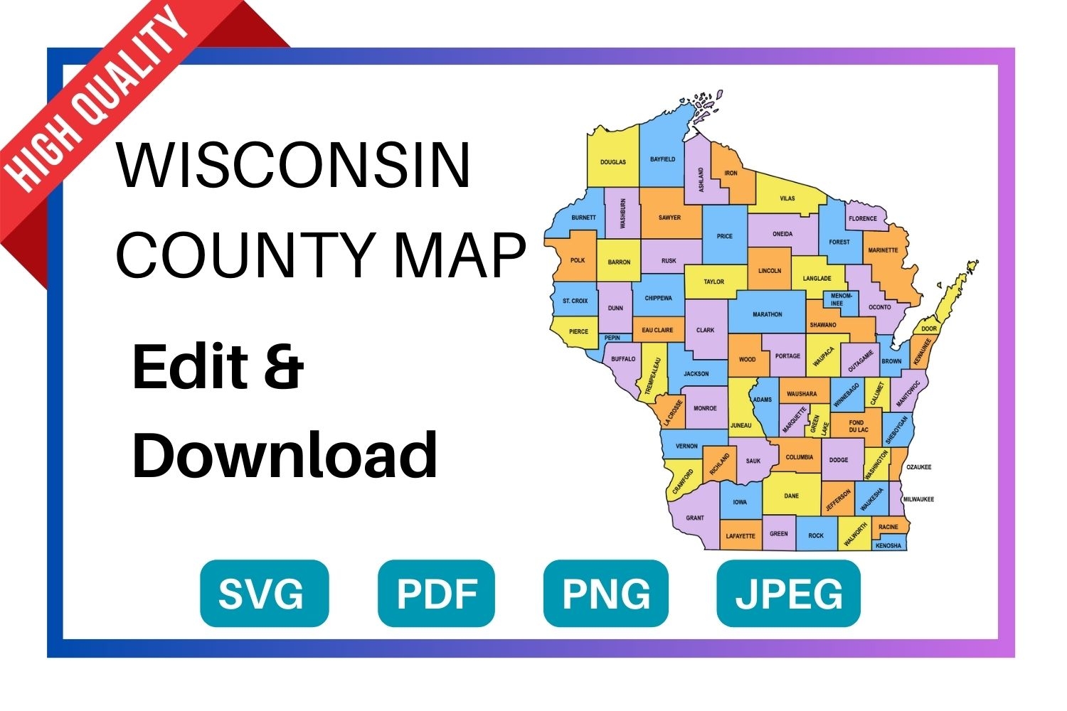 Map Of Wisconsin Counties Printable