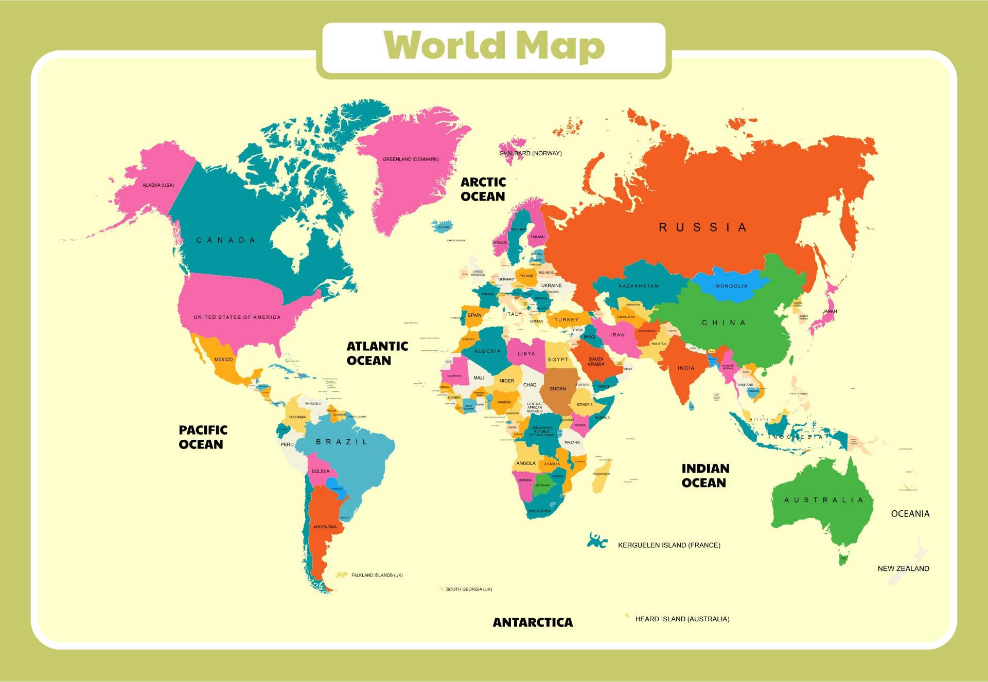 World Map Country Names Poster Paper Print 18 Inch X 12 Inch Worksheets Library