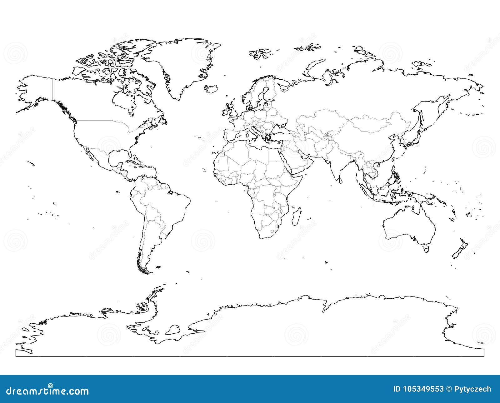 Printable World Map Black And White