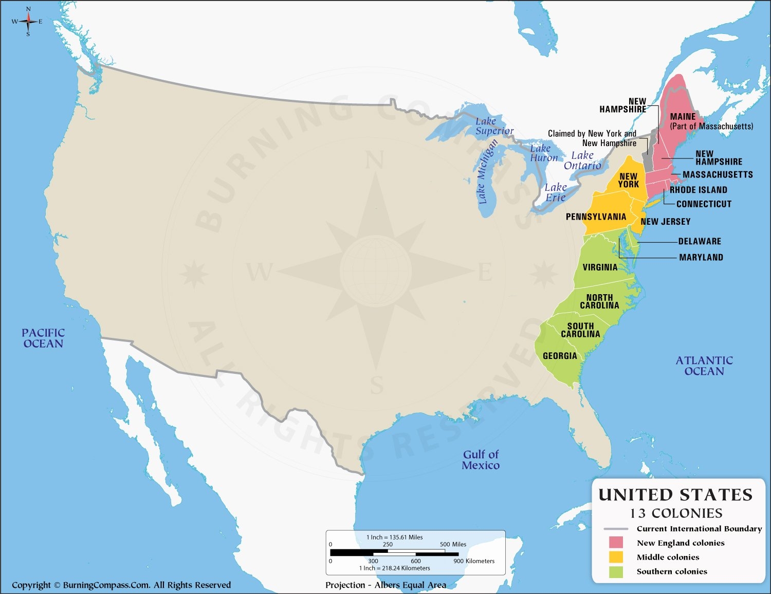 Thirteen Colonies Printable Map
