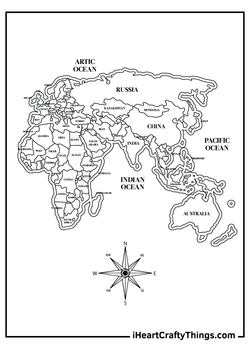 World Map Printable Countries