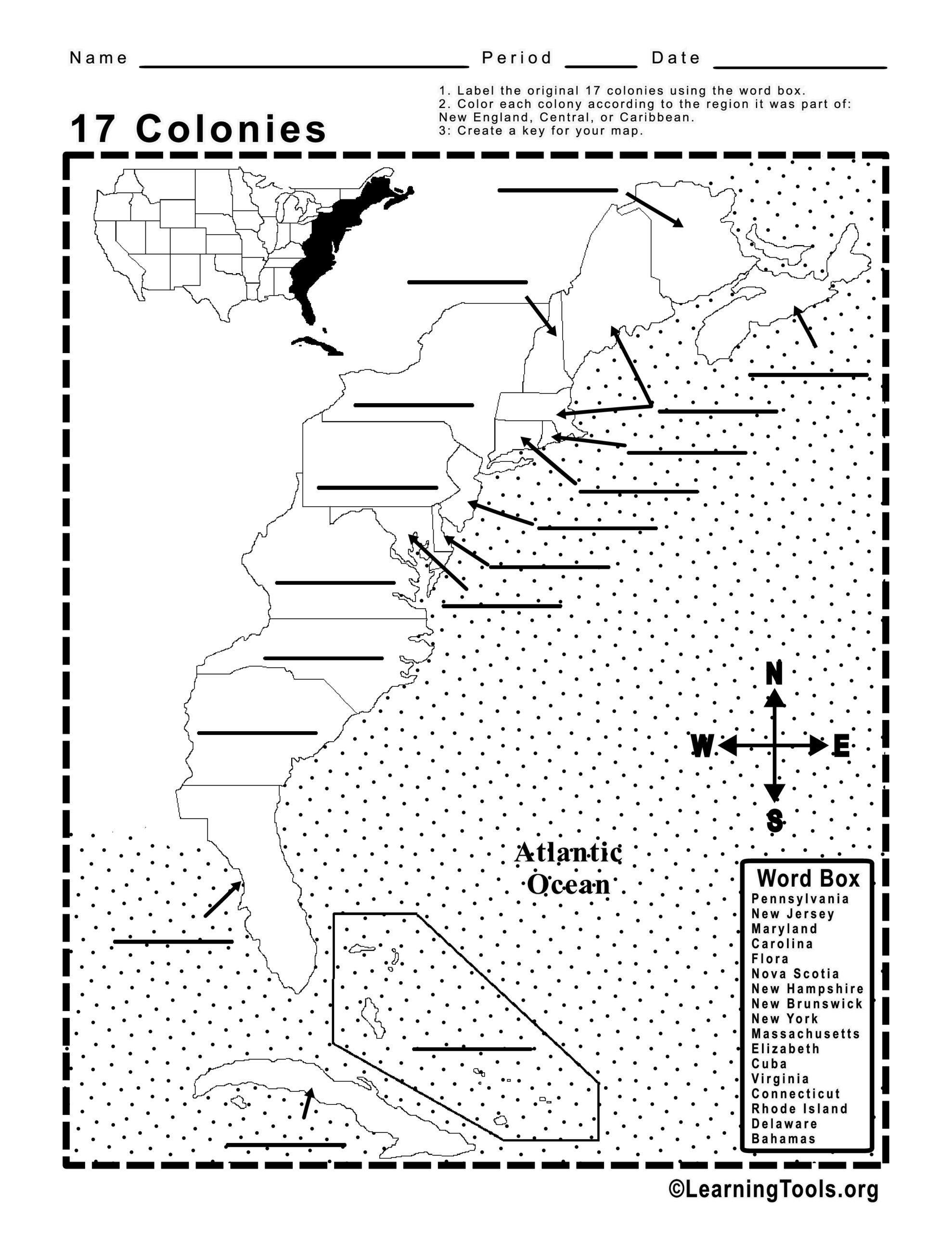 17 Colonies School Worksheet R imaginarymaps