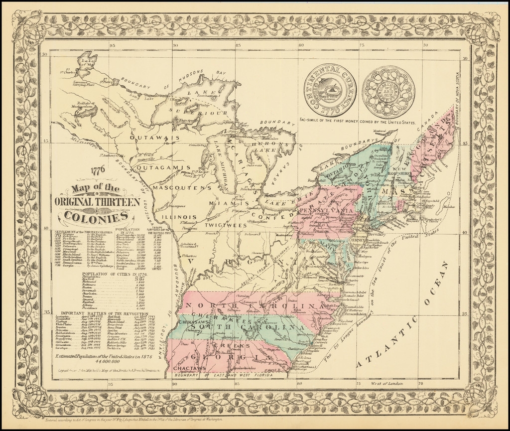 1776 Map Of The Original Thirteen Colonies Barry Lawrence Ruderman Antique Maps Inc 