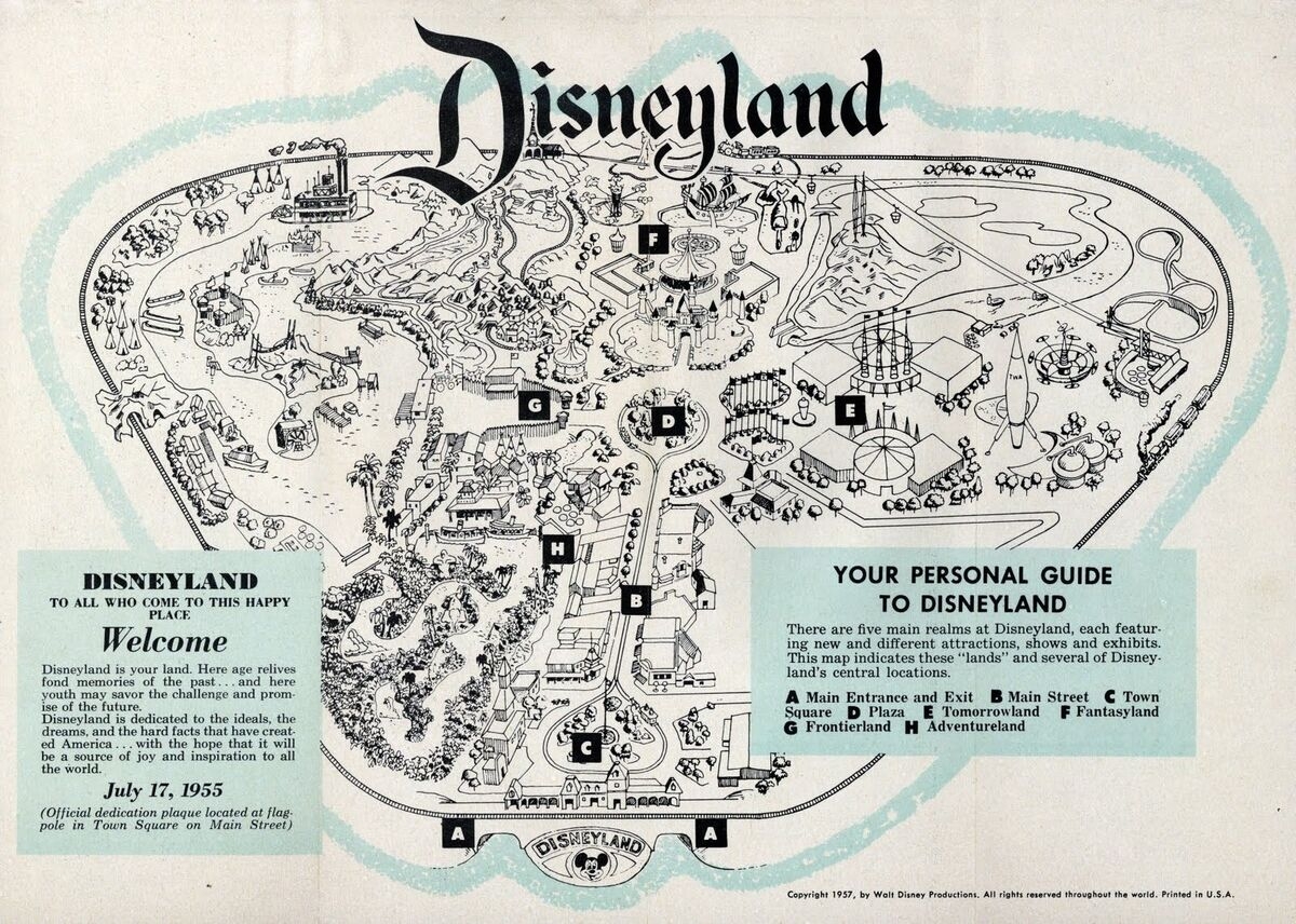 1957 Disneyland Map POSTER 24 X 36 Inches Looks Beautiful 