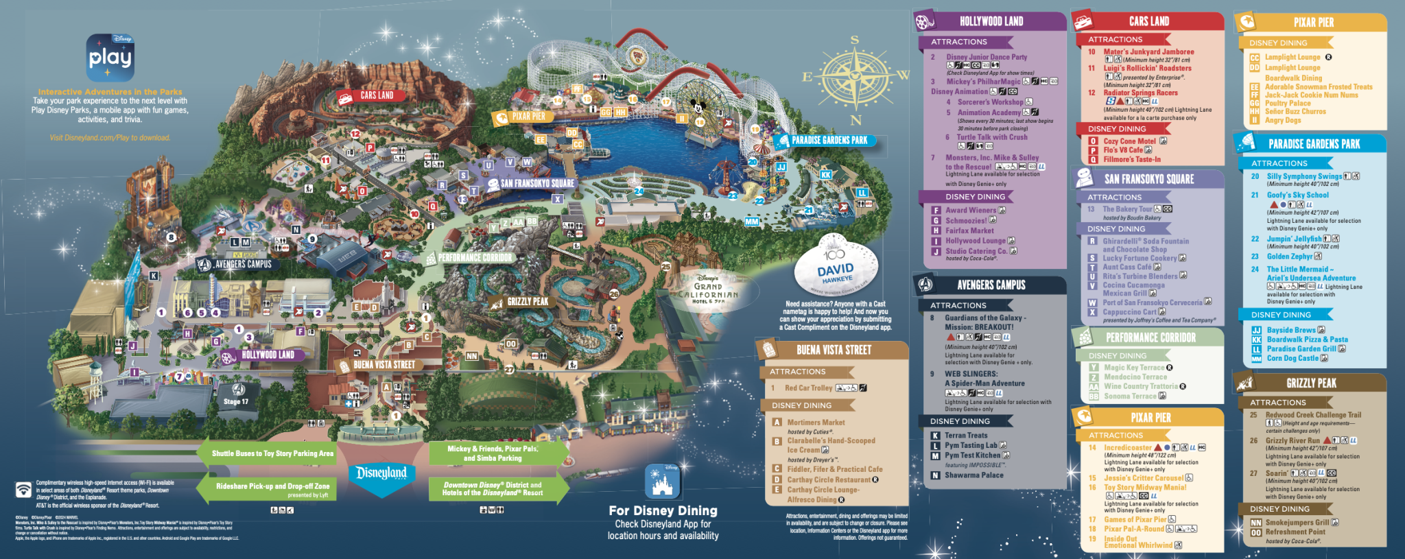 2024 Disney California Adventure Map Disneyland Resort WDW 