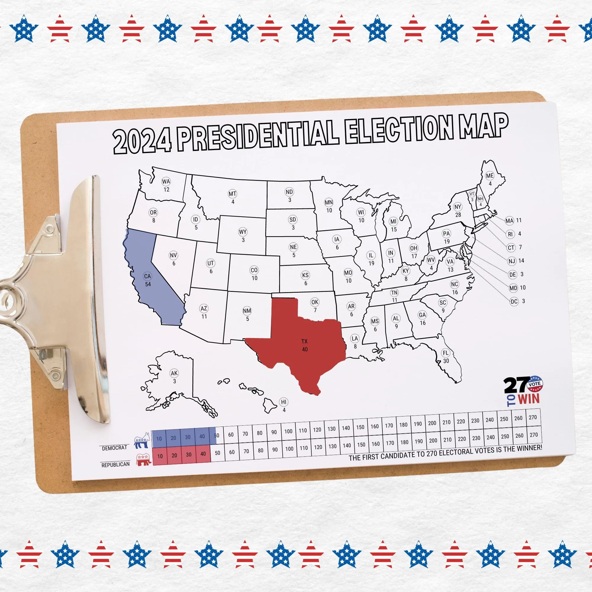 2024 Presidential Election Map I Vote Tracker Kids Activity Sheet And Coloring Page I Electoral College Map Printable For Election Night Etsy Ireland