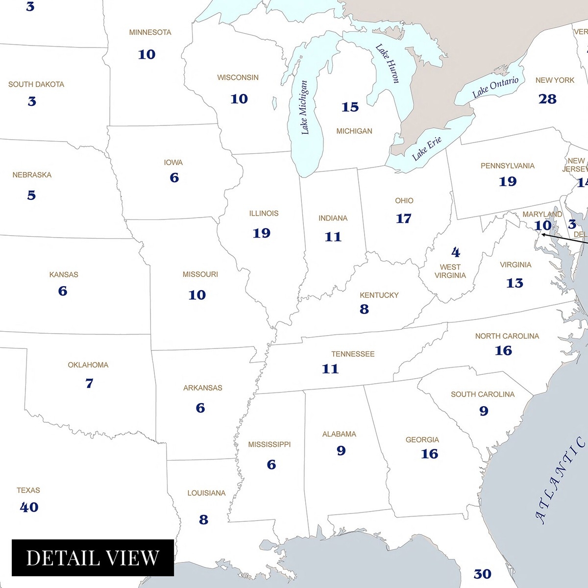 2024 Updated United States Electoral College Votes By State Map Poster Print
