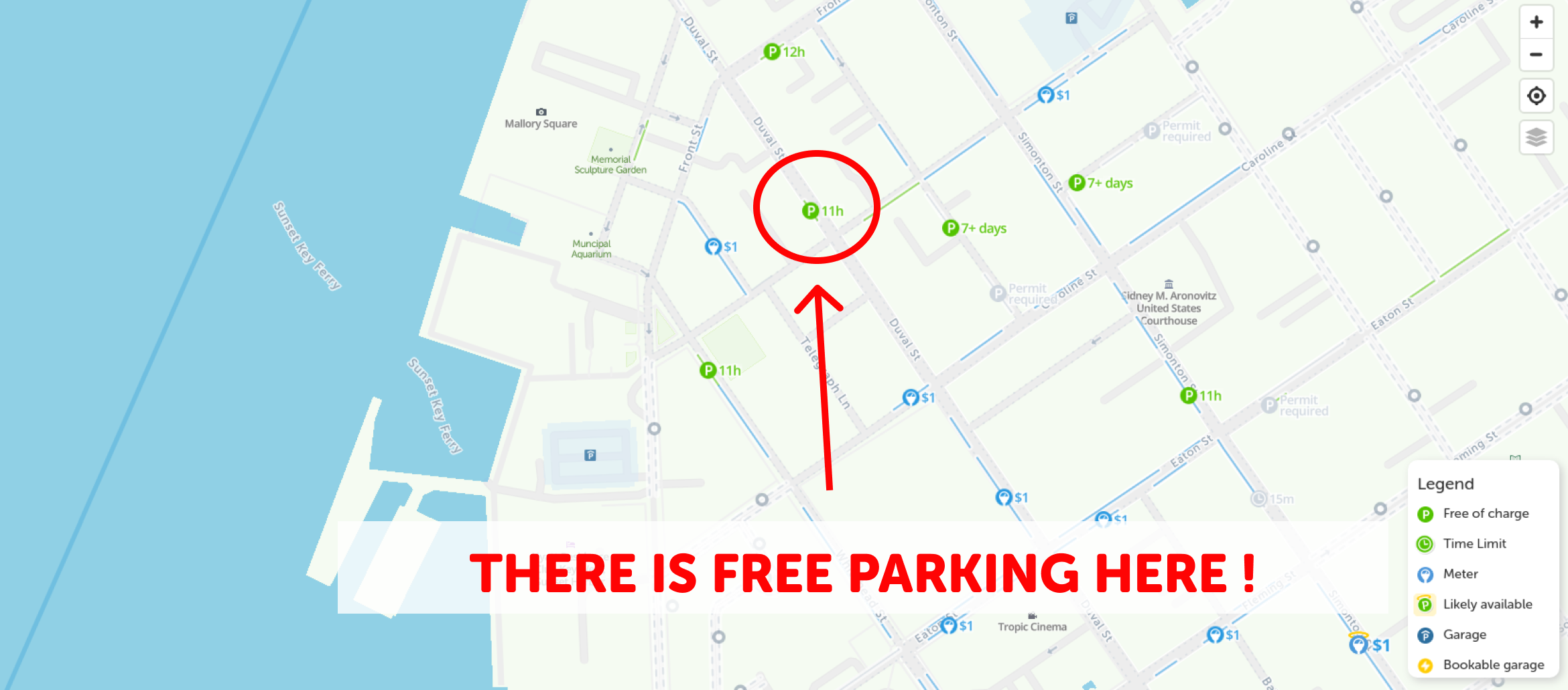 2025 Map Of Free Parking In Key West SpotAngels