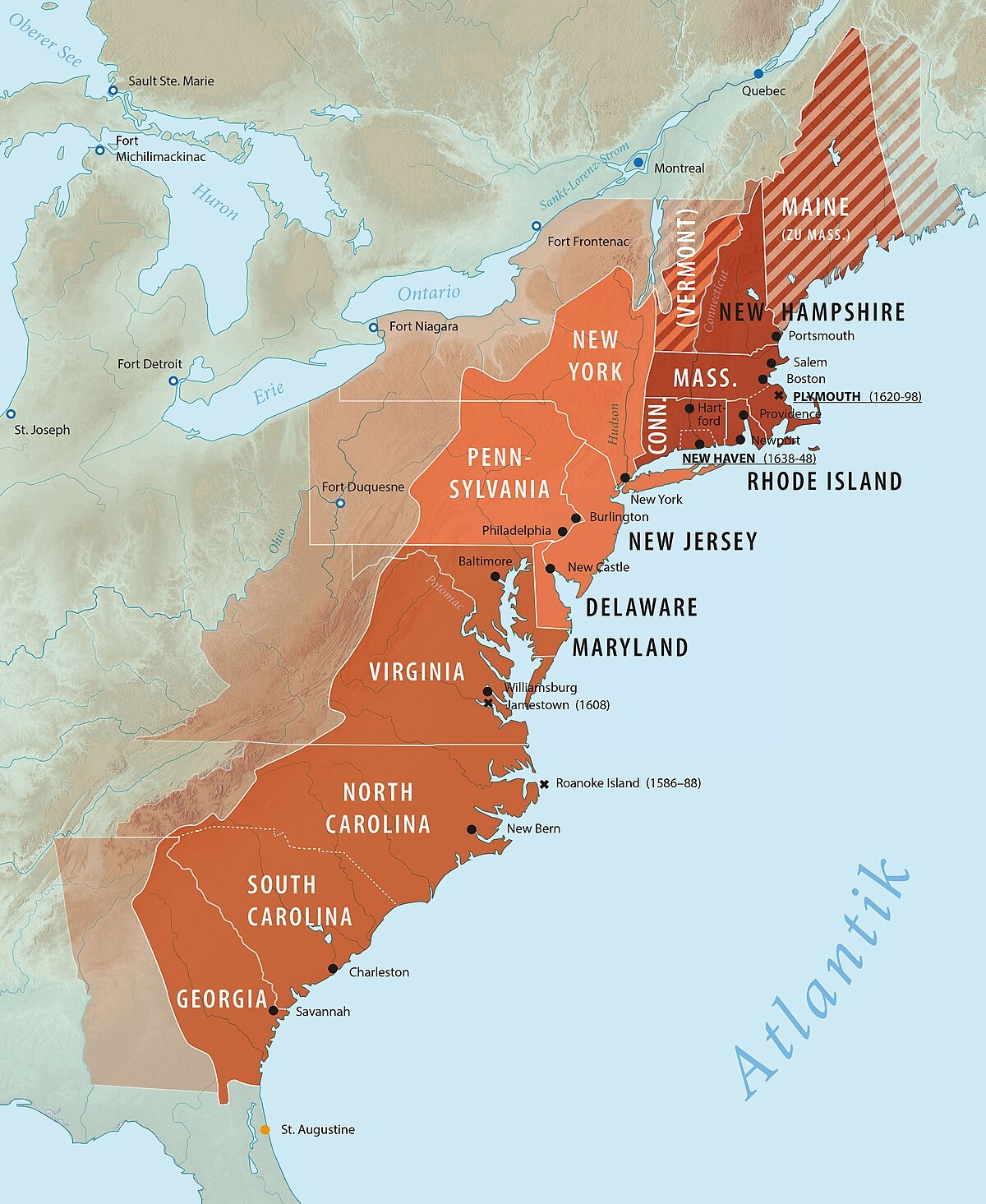 Map Of 13 Original Colonies Printable