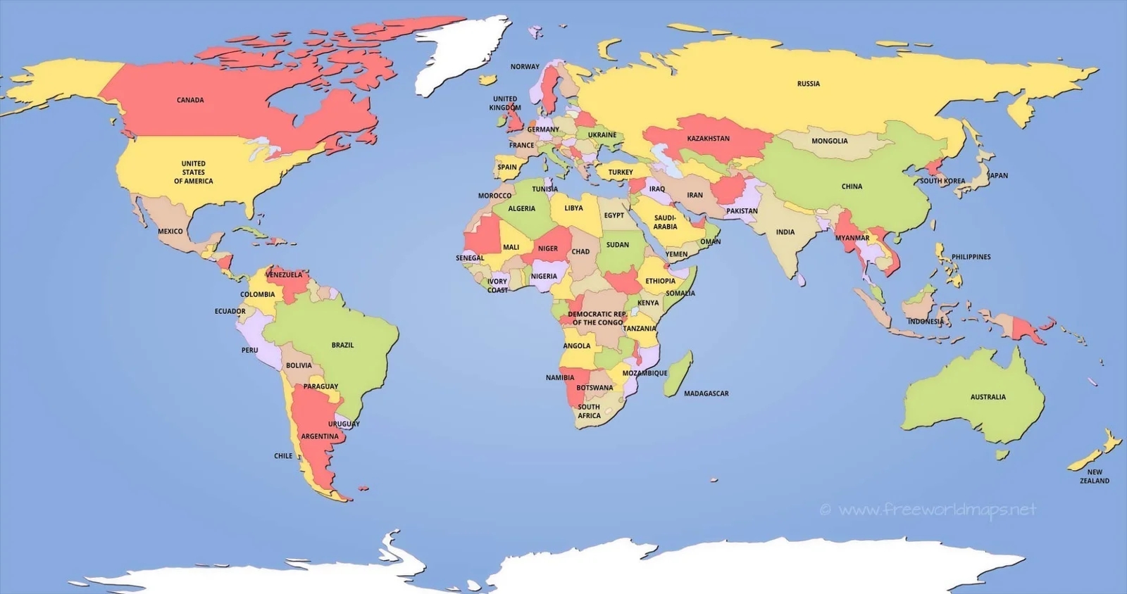 5 Large Printable World Map PDF Free Download