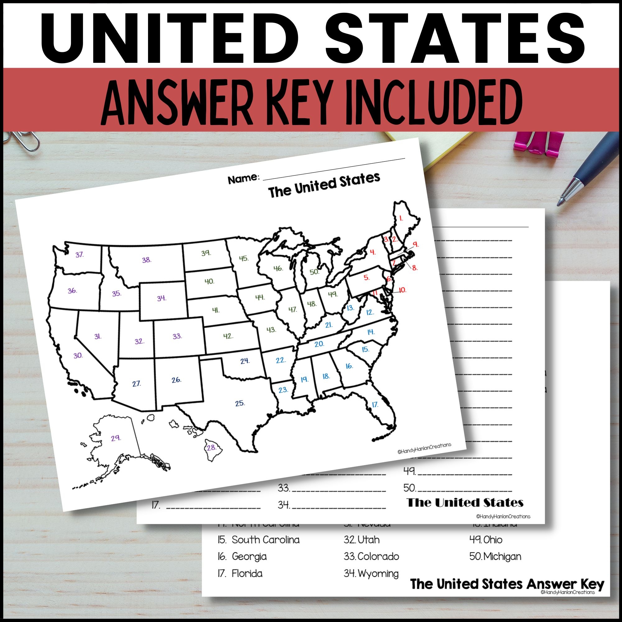50 States And Capitals Map Activities Digital And Print Made By Teachers