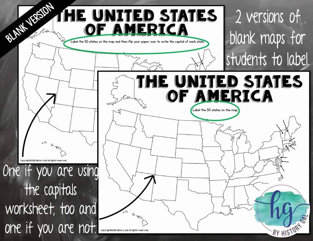 50 States And Capitals Map Activity Print And Digital By History Gal