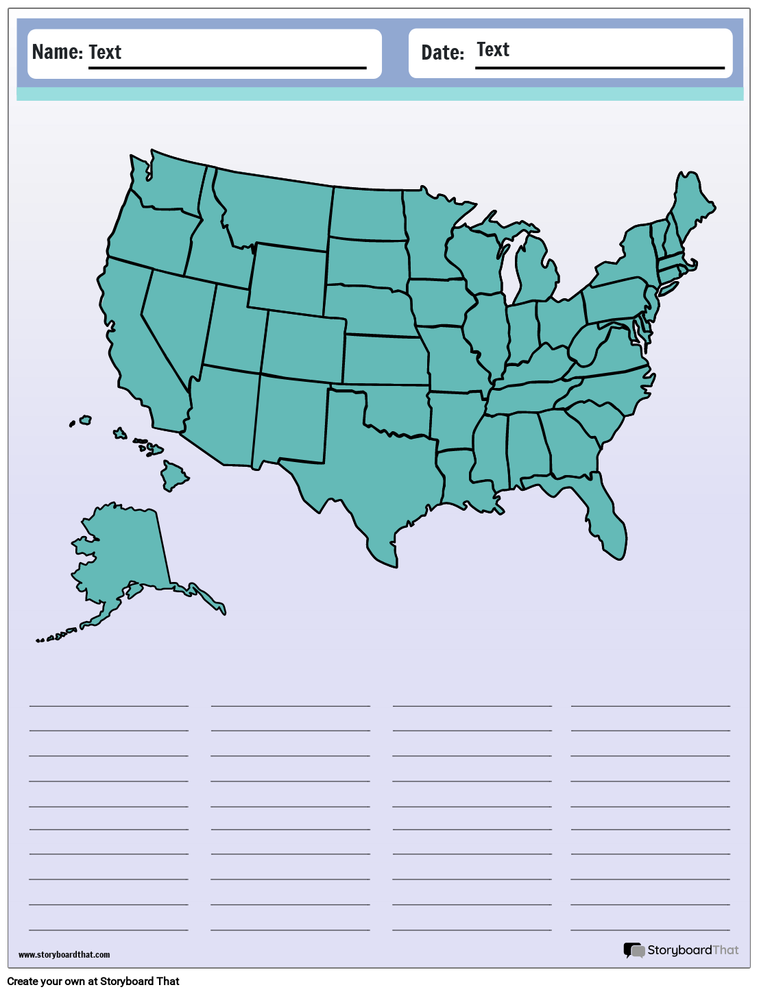 50 States Worksheets Create U0026 Print With Storyboard That
