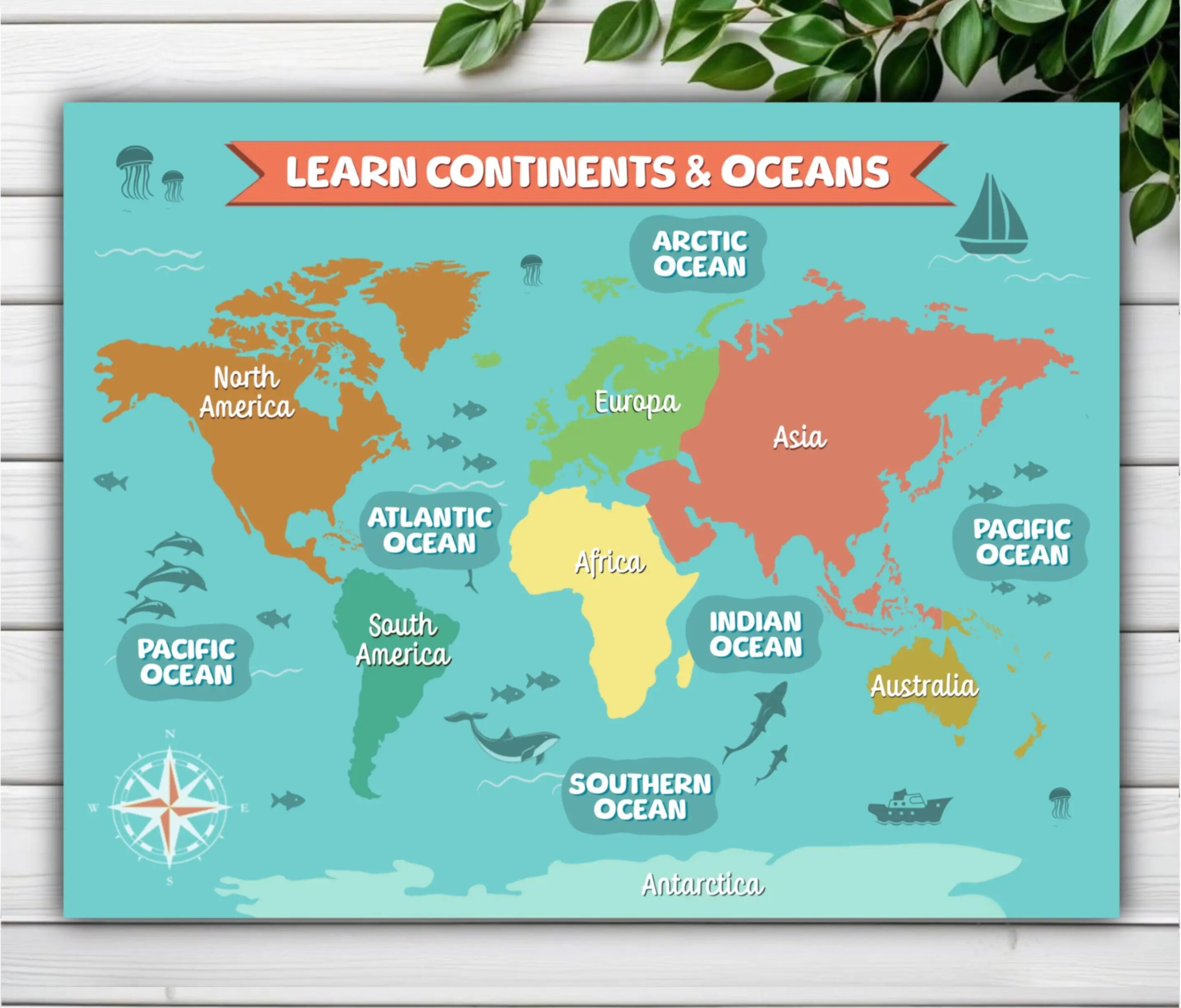 7 Continents U0026 Oceans Continents Of The World For Kids Montessori Printable Materials World Map And Oceans Learn Continents learn Oceans Etsy
