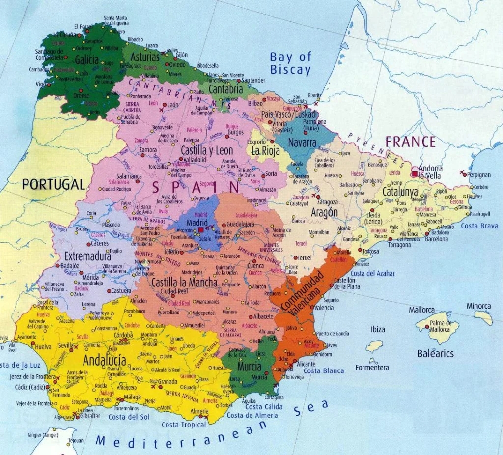 Printable Map Spain