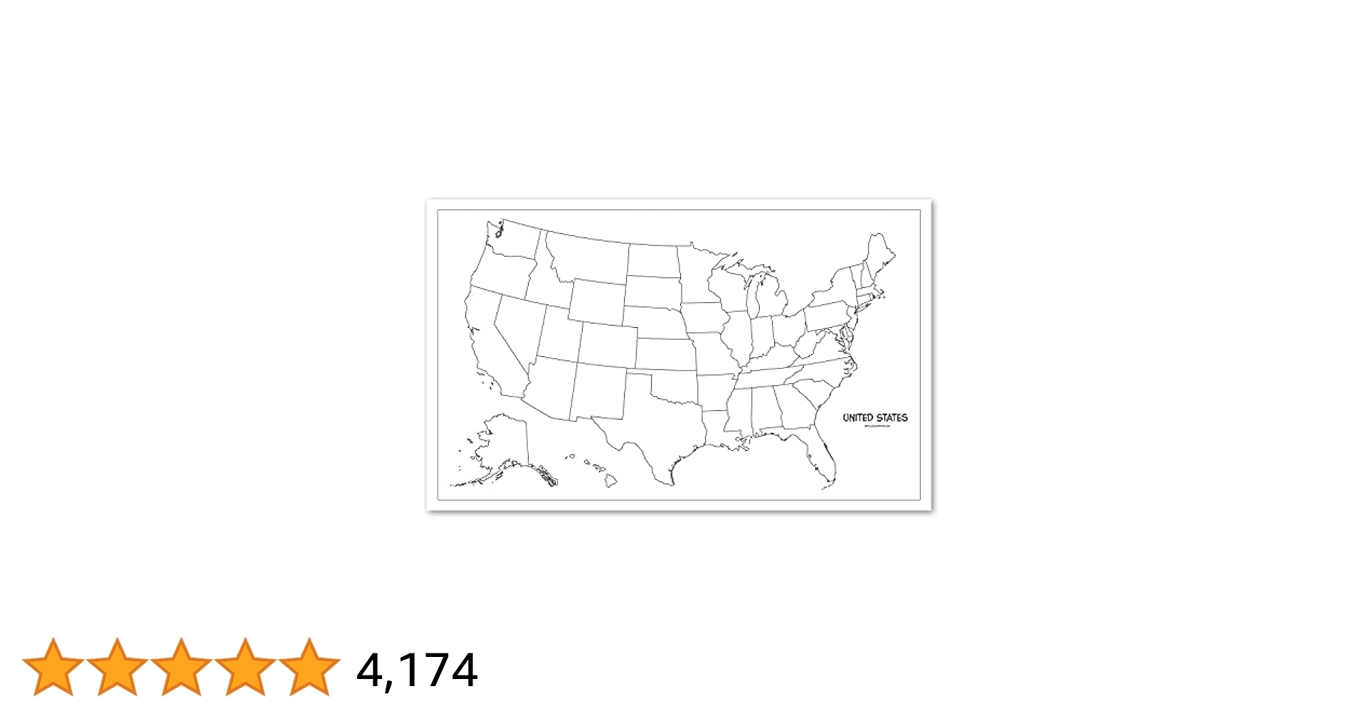 Amazon Blank USA Map Outline Poster LAMINATED 18 X 29 For Use With Wet Erase Markers Only Office Products