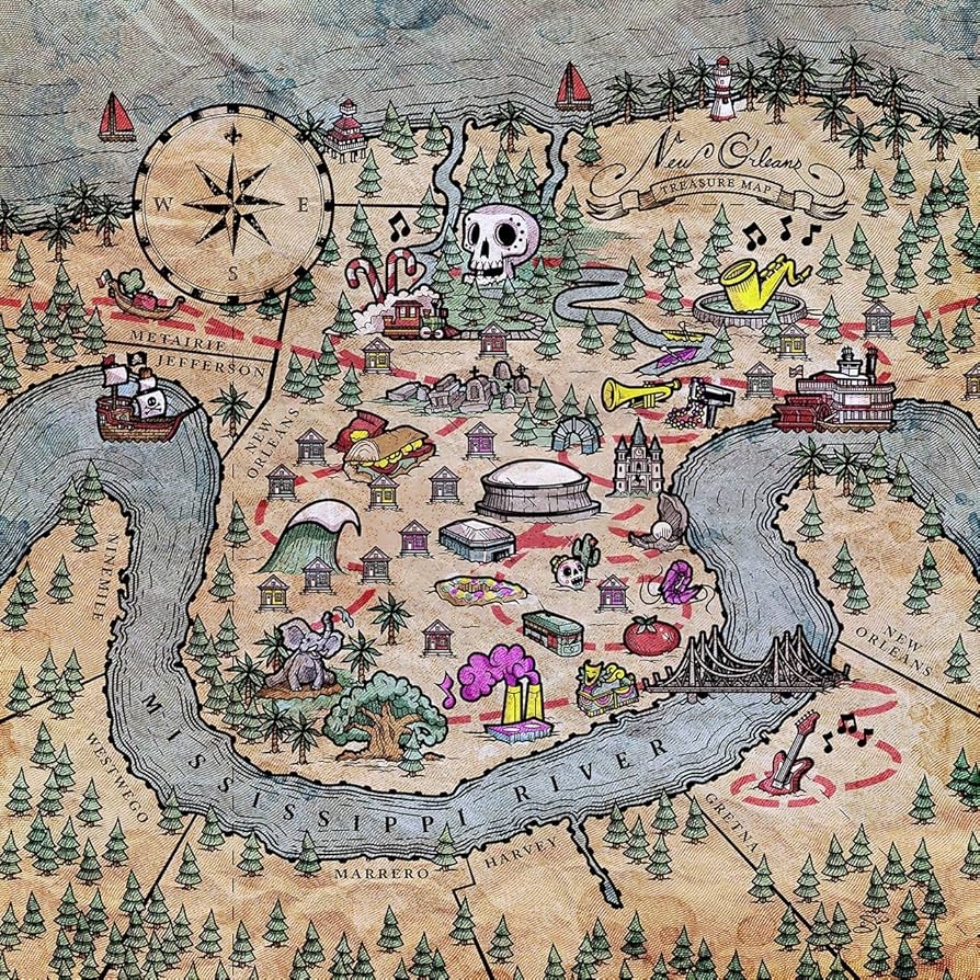 Amazon Canvas By Chris New Orleans Treasure Map Print 