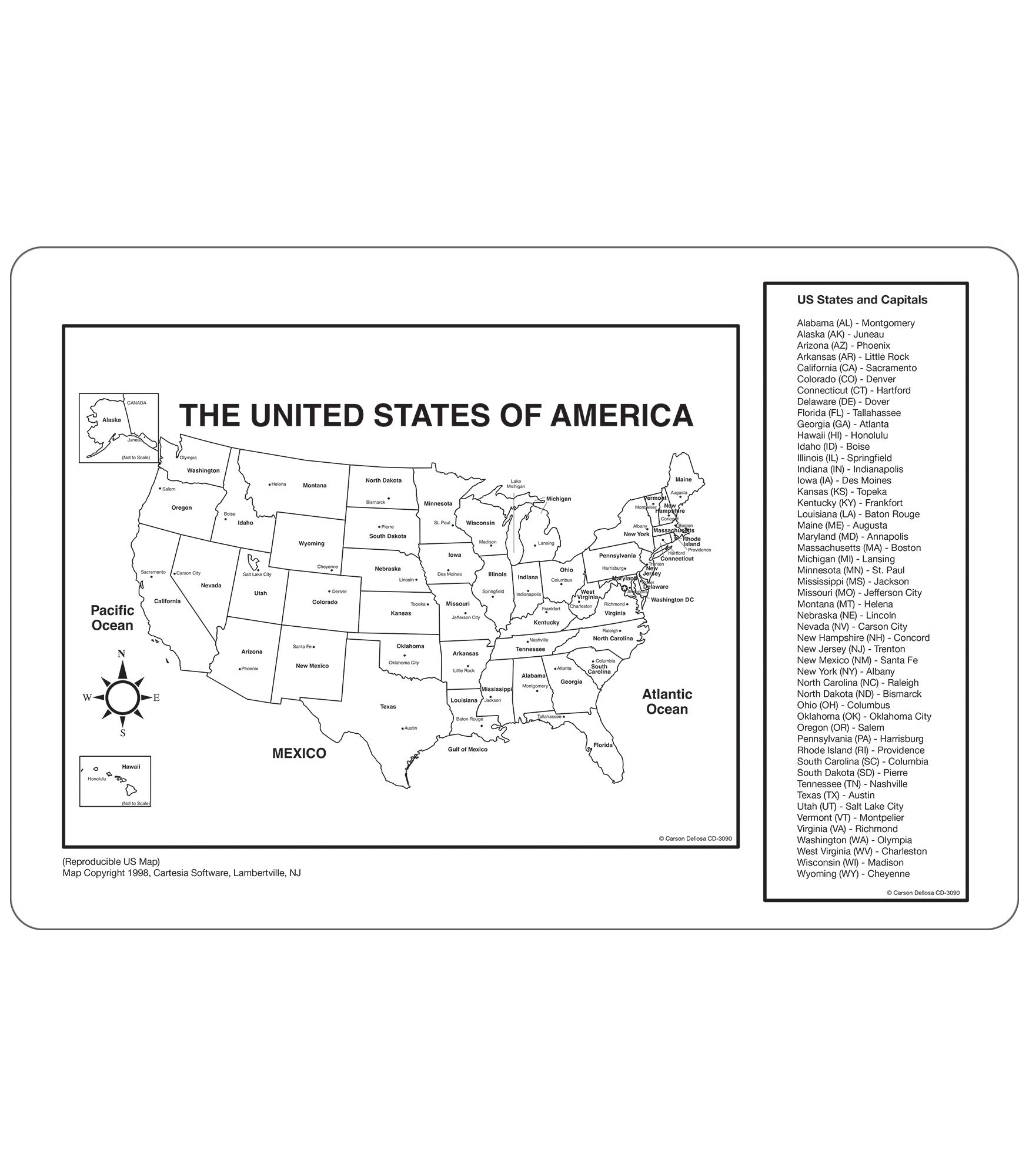 Amazon Carson Dellosa Labeled US Map Jumbo Pad 30 Sheets Wall Maps Office Products