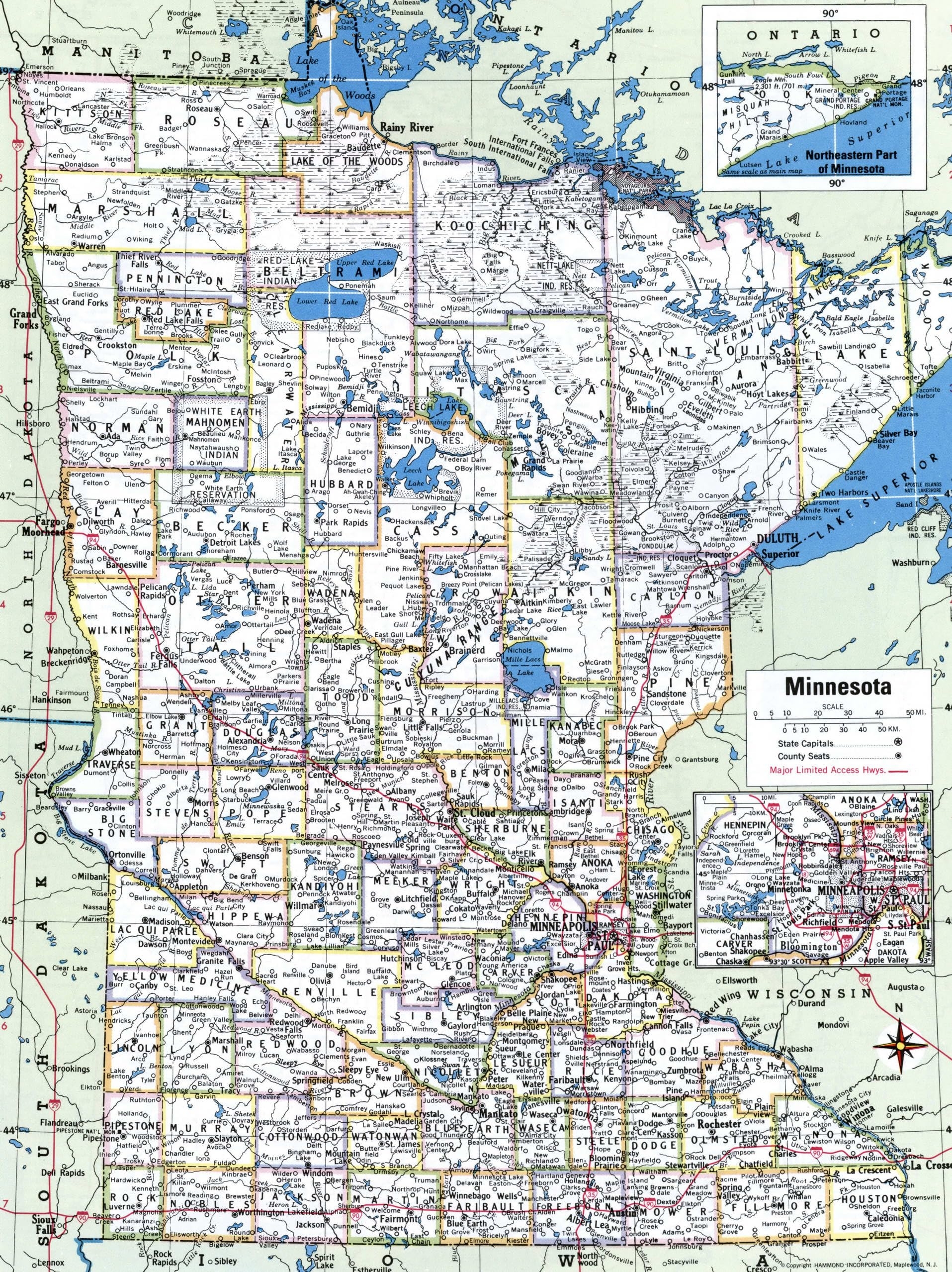 Minnesota County Map Printable