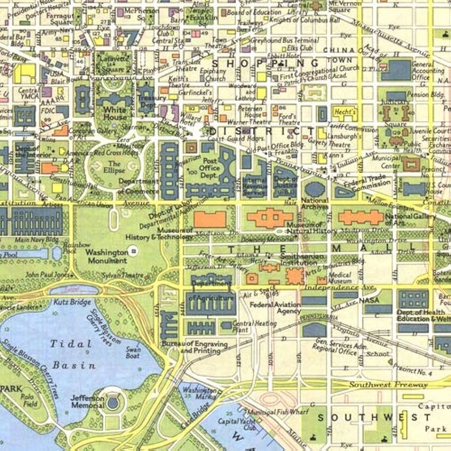 Amazon National Geographic Tourist Washington DC 1964 Historic Wall Map Series 20 X 15 Inches Art Quality Print Office Products