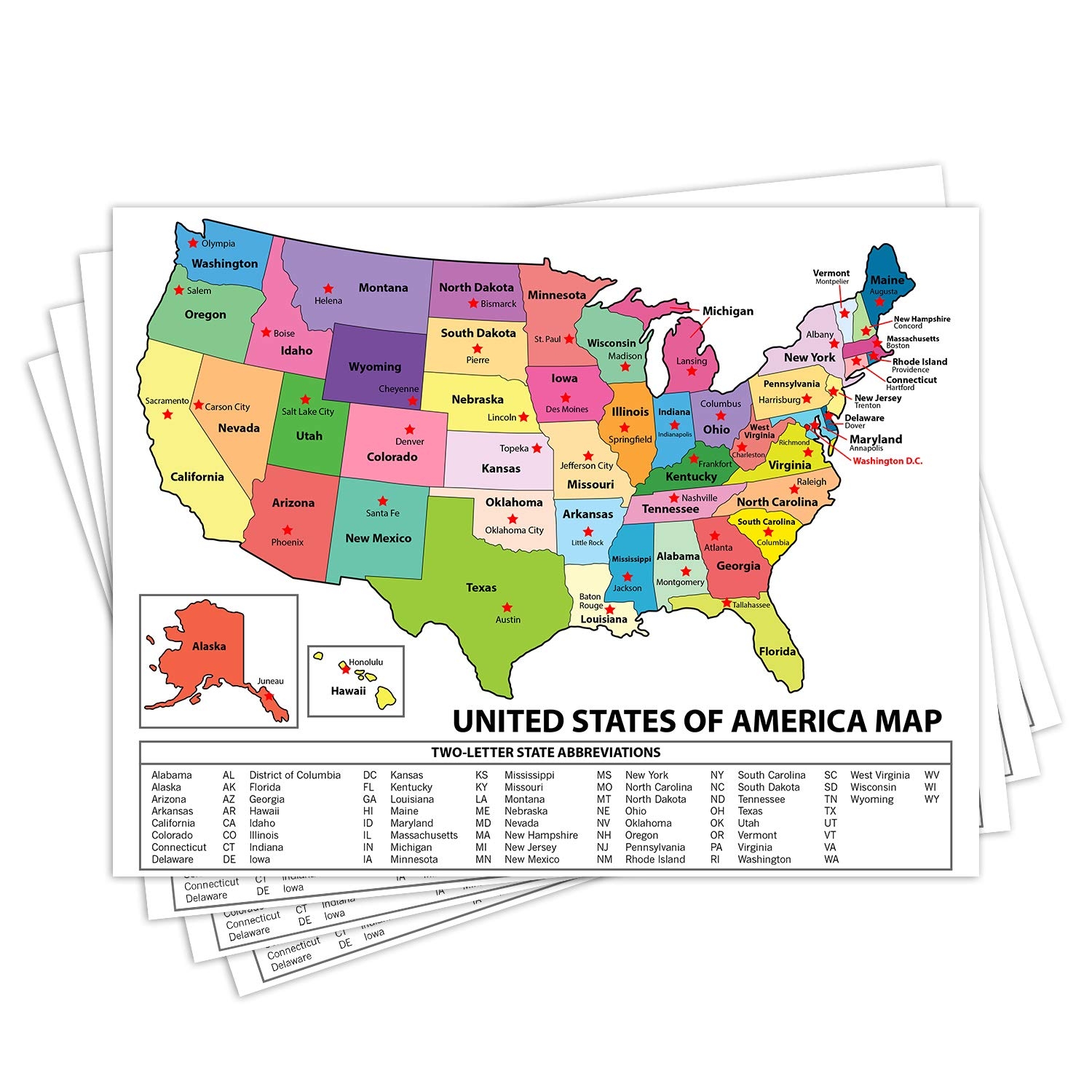 Us State Map With Capitals Printable