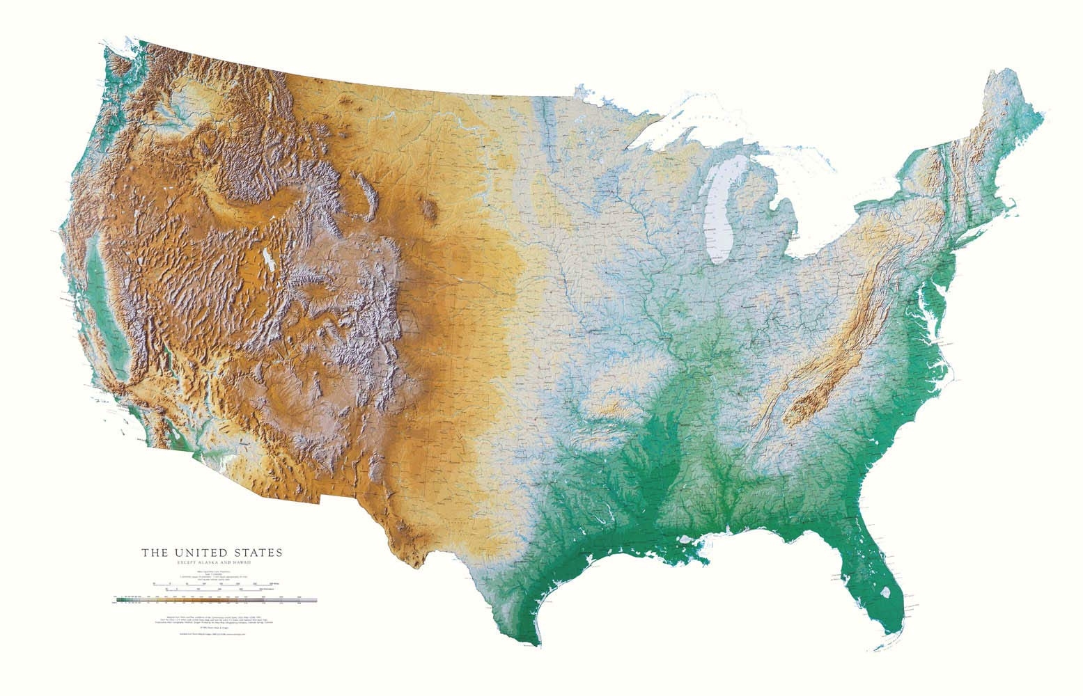 Amazon United States Topographic Wall Map By Raven Maps Laminated Print Topographic Usa Wall Map Posters Prints