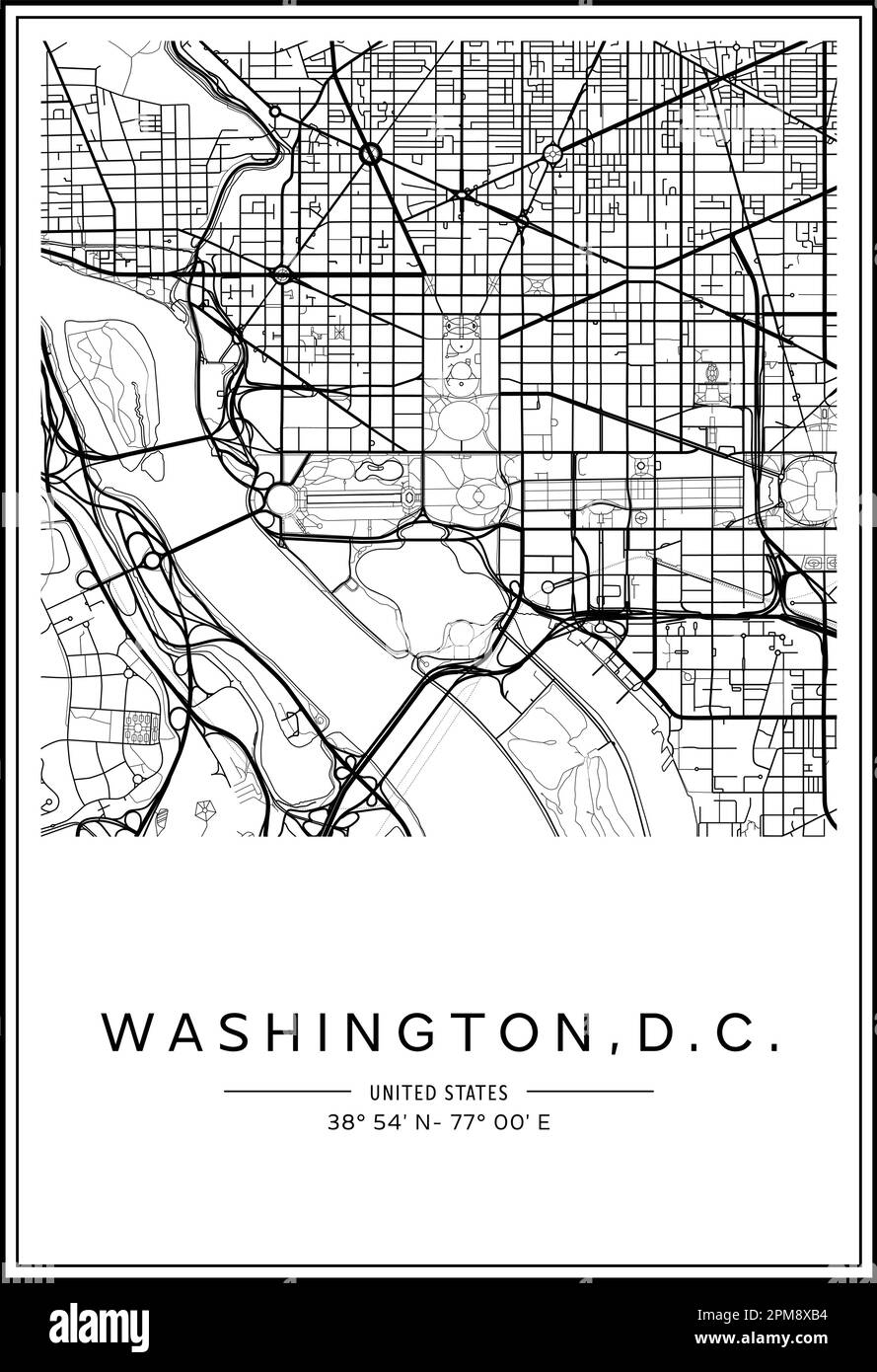 Black And White Printable Washington D C City Map Poster Design Vector Illistration Stock Vector Image U0026 Art Alamy