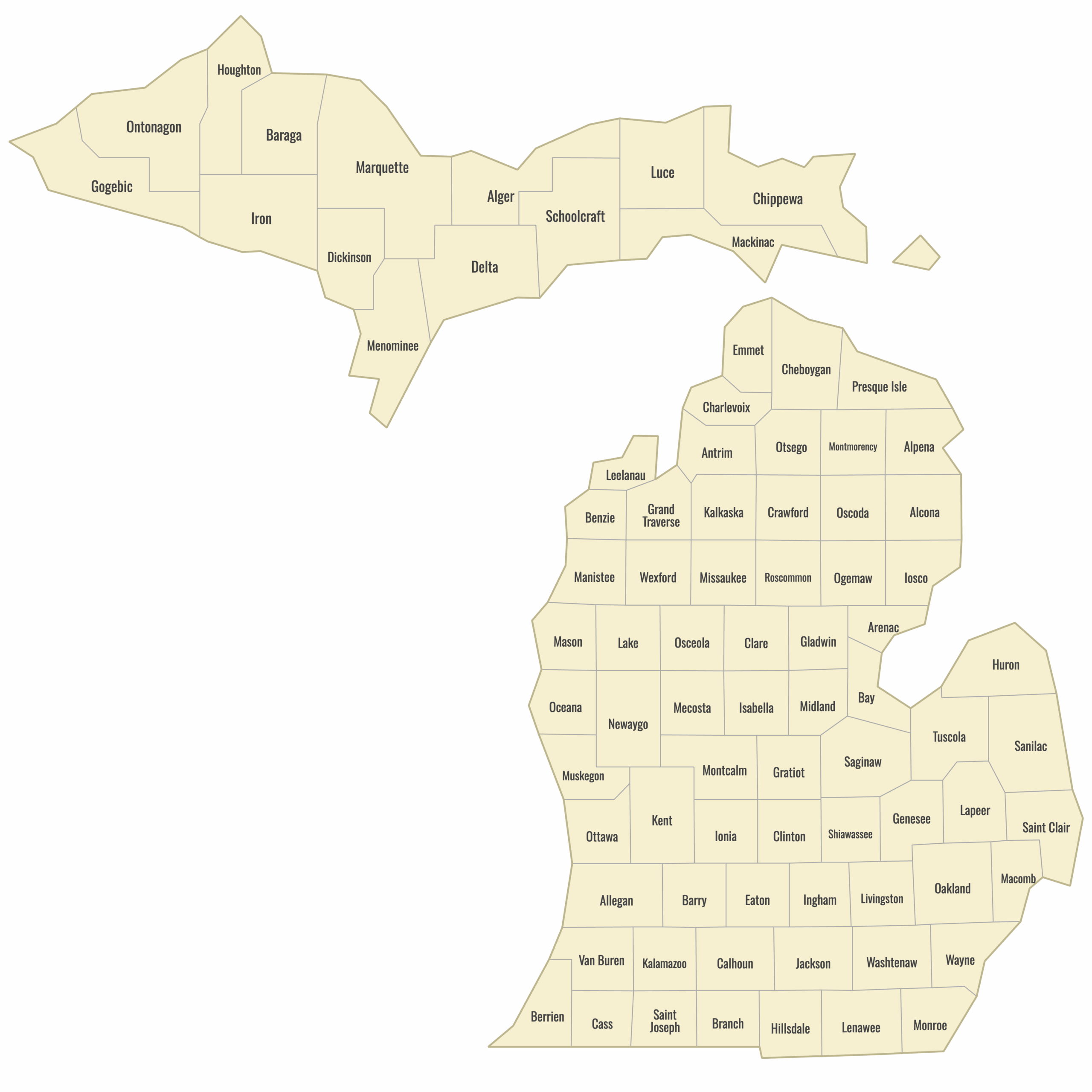 Printable Map Michigan