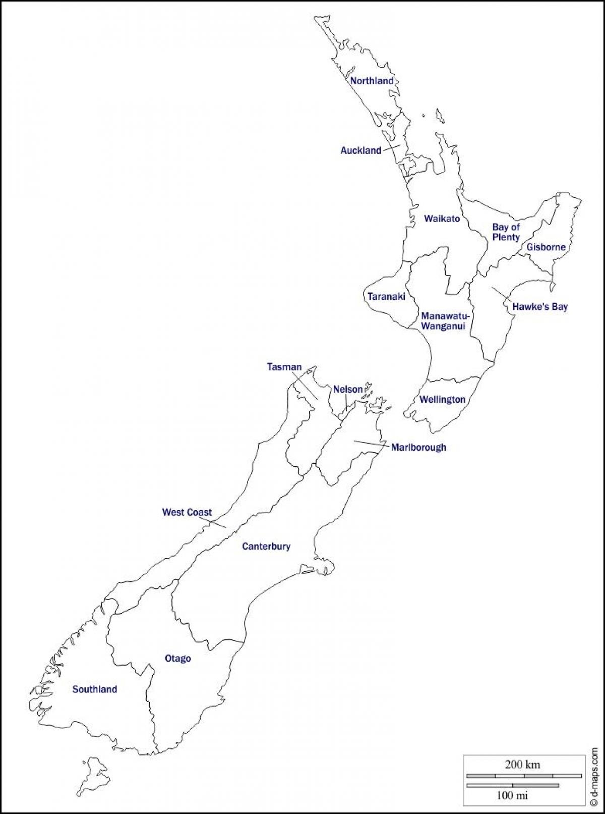 Blank Map Of New Zealand Outline Map And Vector Map Of New 